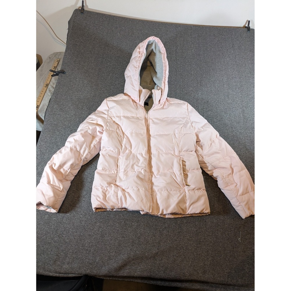 New York & Company Coat Womens XL Pink Hooded Puffer Down Feather Winter Jacket